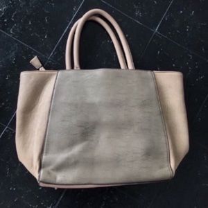 JustFab Tan Work Tote With Magnetic Closure